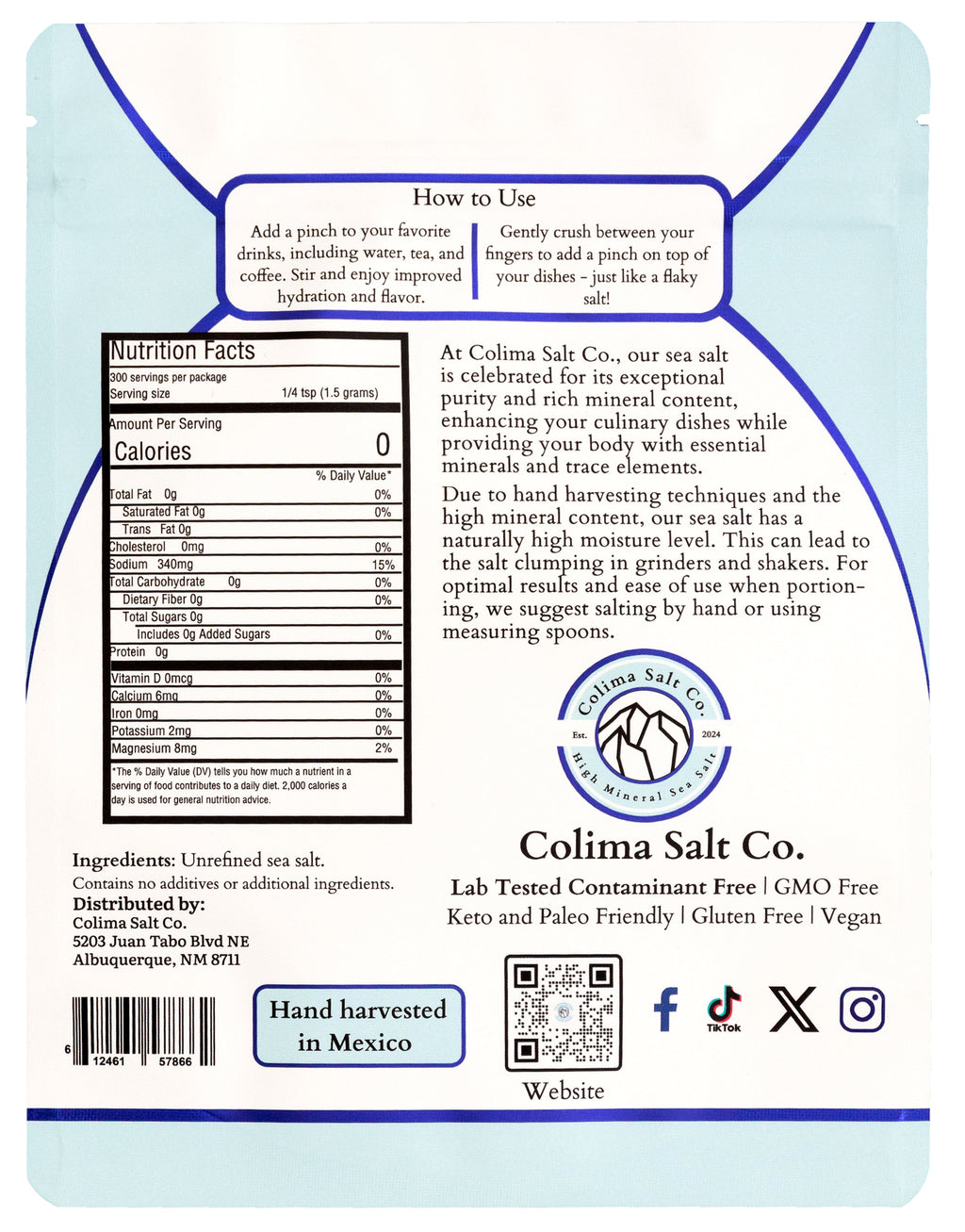 Colima Salt Co. Fine Grind Sea Salt